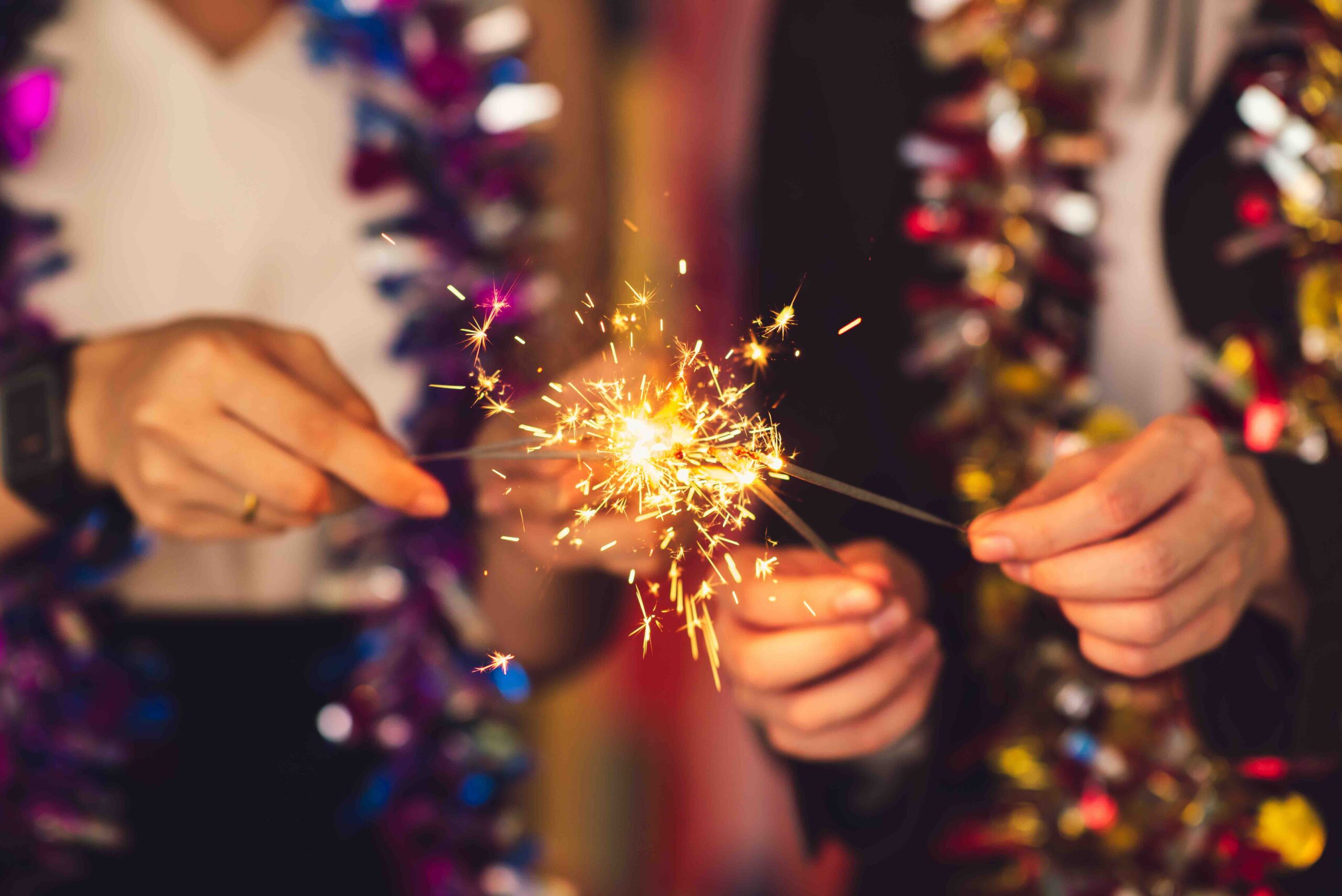 Group of friends staff party celebrate new year Christmas party. Meeting Club birthday cheer concert dancing confetti. - Image
