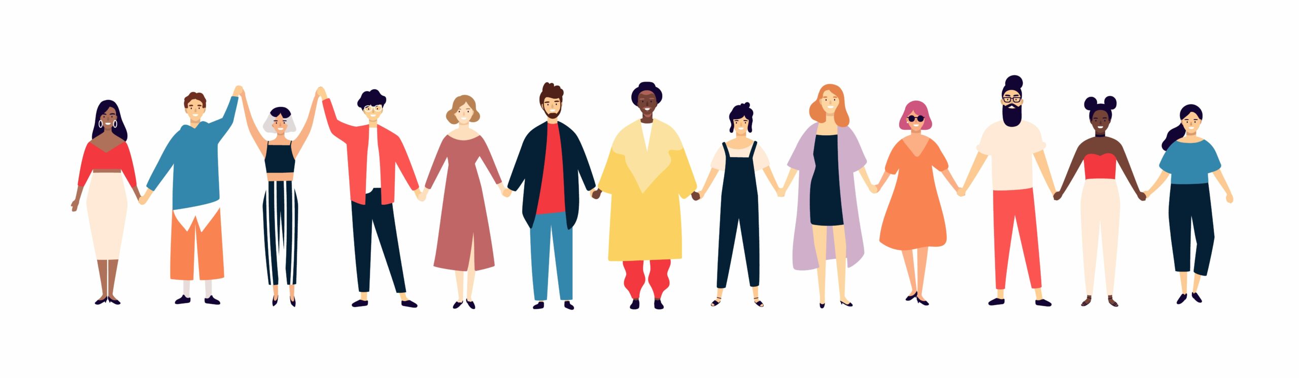 Diverse group of people holding hands